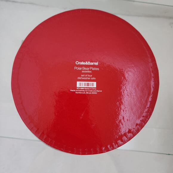 Crate & Barrel Polar Bear Plates 8x8 Set of 4 NIB - Picture 5 of 5